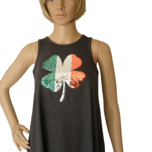 LOL Vintage Top Size M St. Patrick's Tank Sequins - Picture 2 of 9